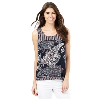 The Collection Navy paisley print shell top
